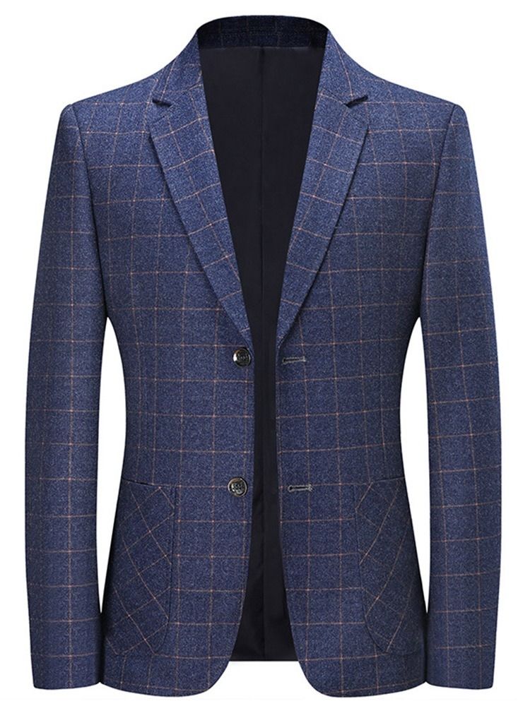 Blazer Masculino De Lapela Entalhada Em Xadrez Simples