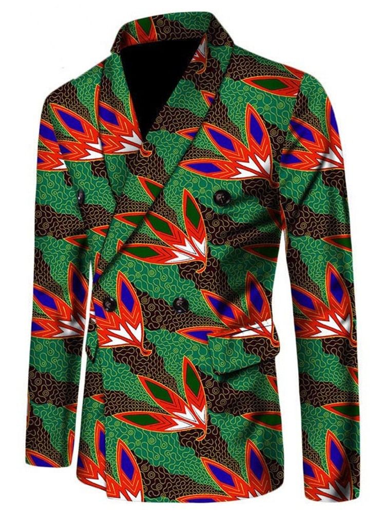 Blazer Slim Masculino De Lazer Com Peito Duplo Estilo Étnico Africano