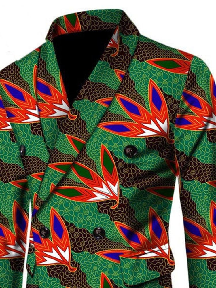 Blazer Slim Masculino De Lazer Com Peito Duplo Estilo Étnico Africano