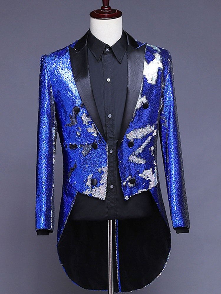 Botão Bloco De Cores Trajes De Palco Moda Blazers Masculinos