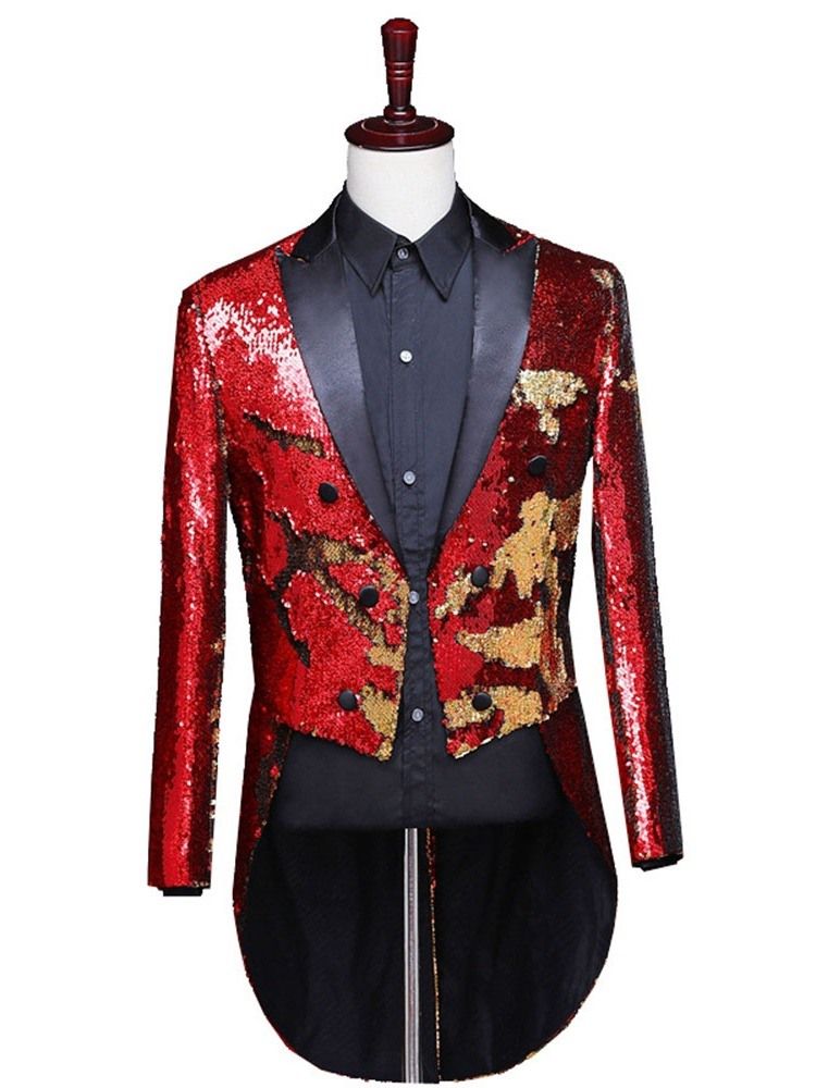 Botão Bloco De Cores Trajes De Palco Moda Blazers Masculinos