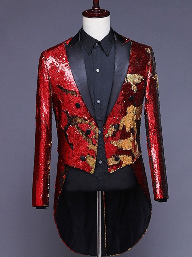 Botão Bloco De Cores Trajes De Palco Moda Blazers Masculinos