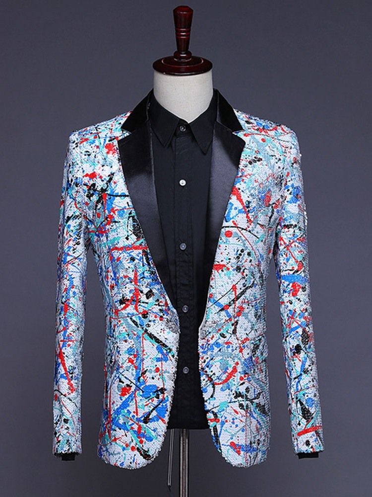 Botão Color Block Stage Trajes Masculino Blazers