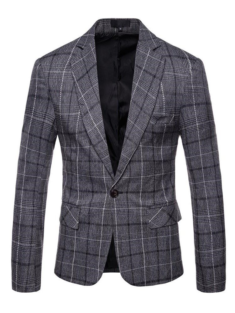 Ericdres Blazer Casual Masculino Xadrez Xadrez De Um Botão