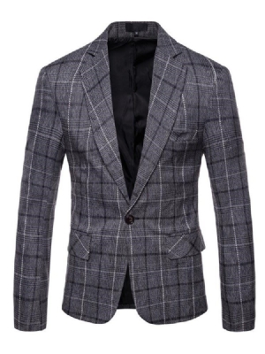 Ericdres Blazer Casual Masculino Xadrez Xadrez De Um Botão