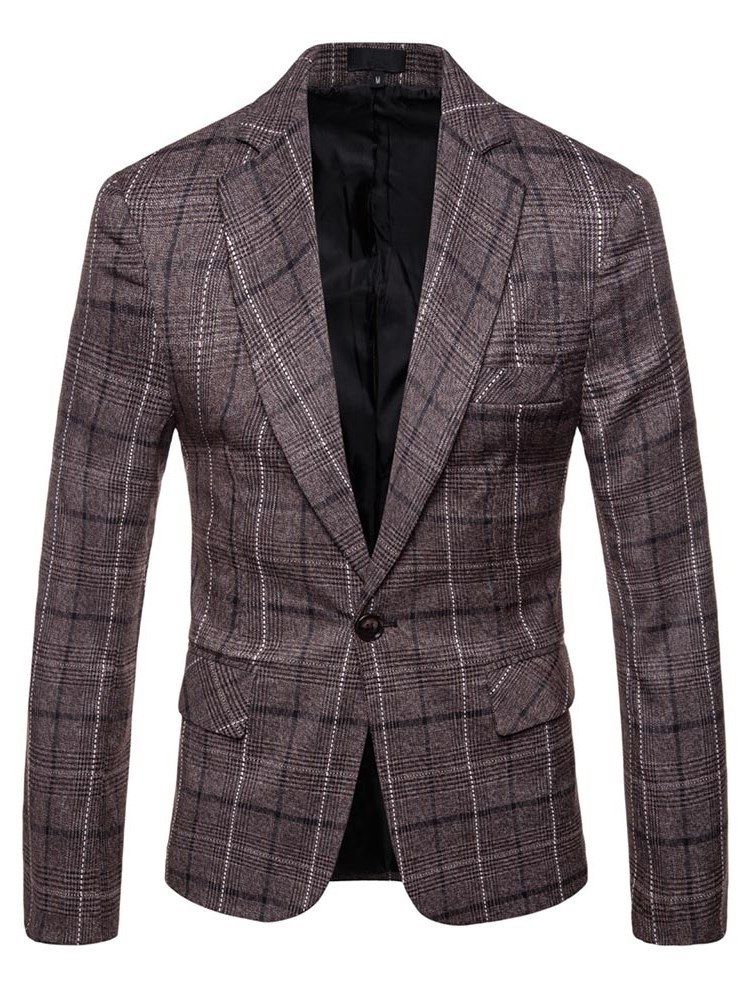 Ericdres Blazer Casual Masculino Xadrez Xadrez De Um Botão