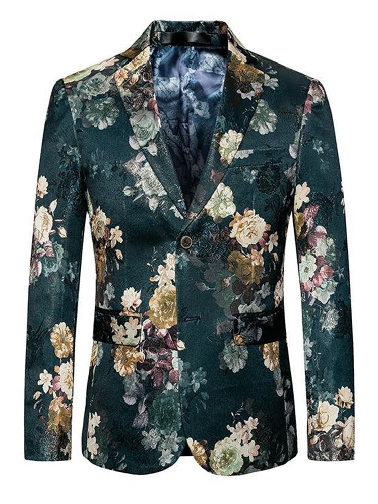 Estampa Floral Verde Plus Size Blazer Masculino Slim Fit