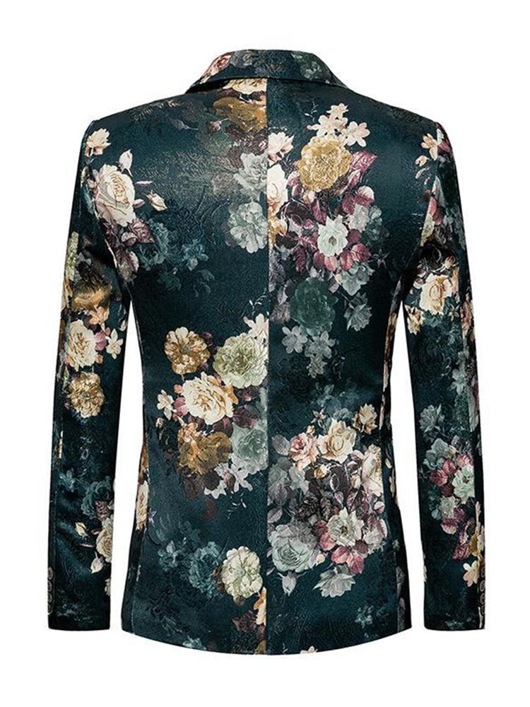 Estampa Floral Verde Plus Size Blazer Masculino Slim Fit