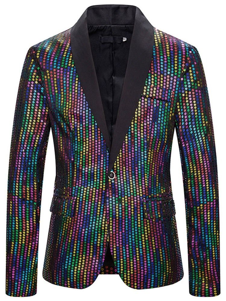 Lantejoulas Color Block Casual Blazers Masculinos