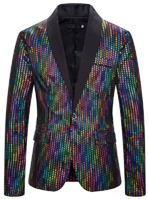 Lantejoulas Color Block Casual Blazers Masculinos