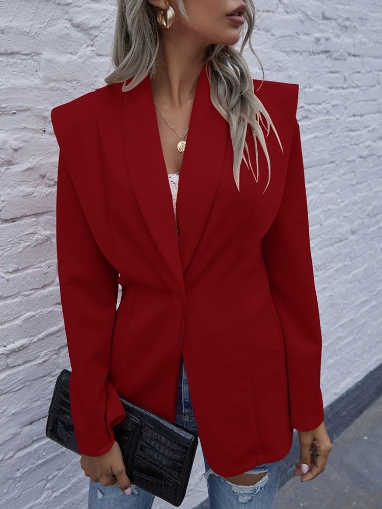 Lapela Lisa Com Um Botão Entalhado Outono Comprimento Médio Blazer Feminino Casual