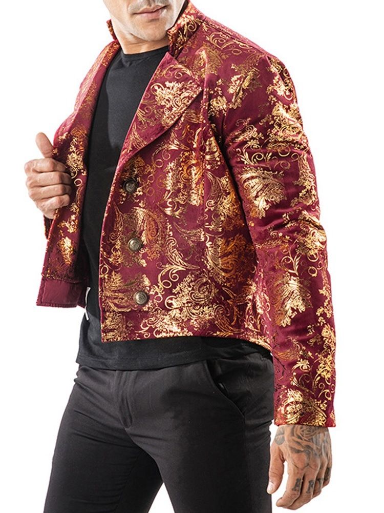 Traje De Blazer Masculino Com Duplo Peito De Andorinha Estampado