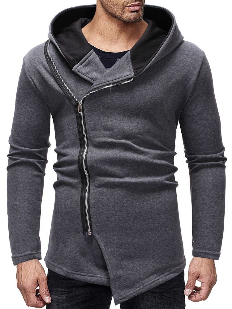 Blocos De Cor Zipper Thick Slim Hoodies Masculinos