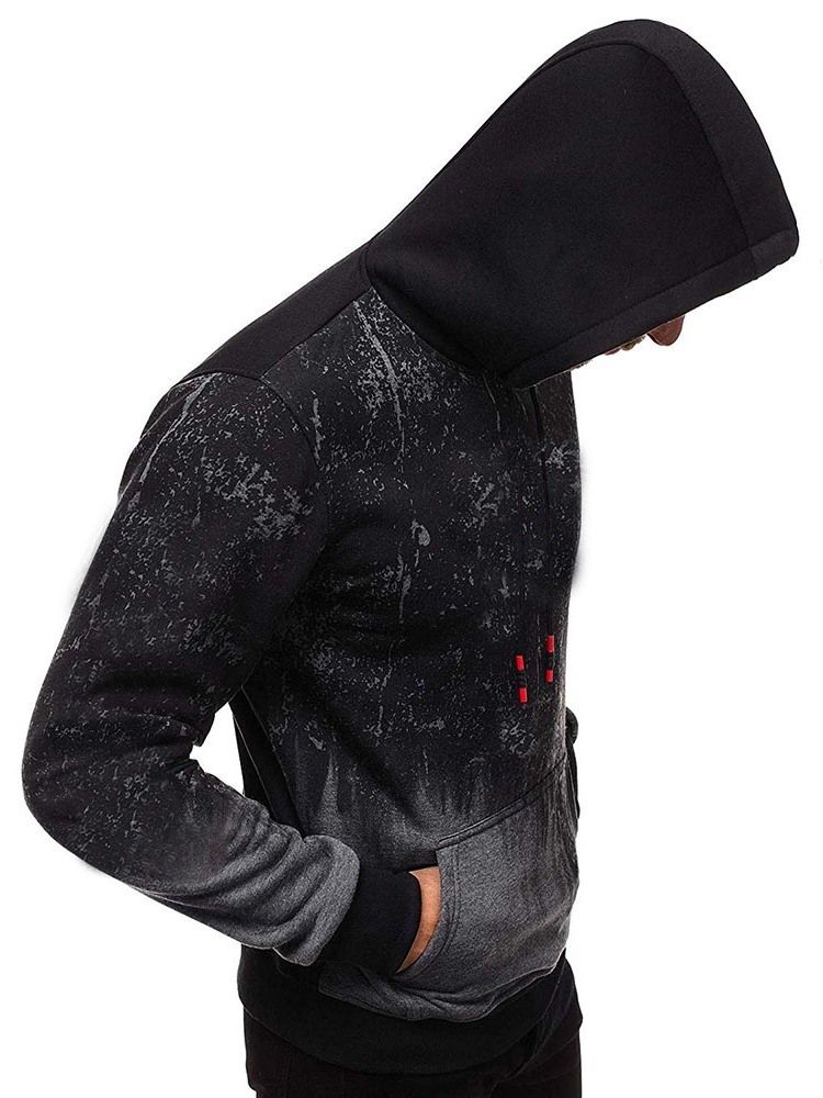 Bolso Estilo Cor Bloco Solto Hoodies Masculinos