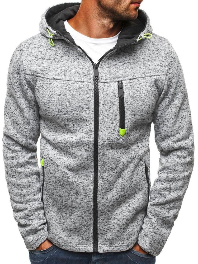 Cardigan Color Block Zipper Casual Hoodies Masculinos