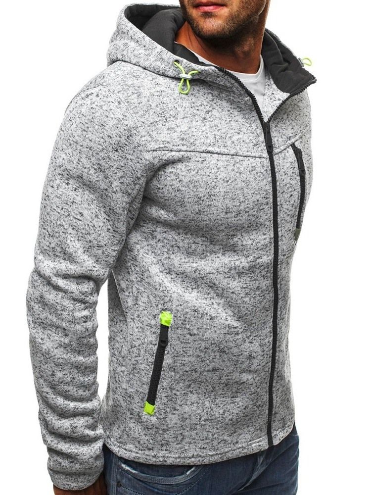 Cardigan Color Block Zipper Casual Hoodies Masculinos