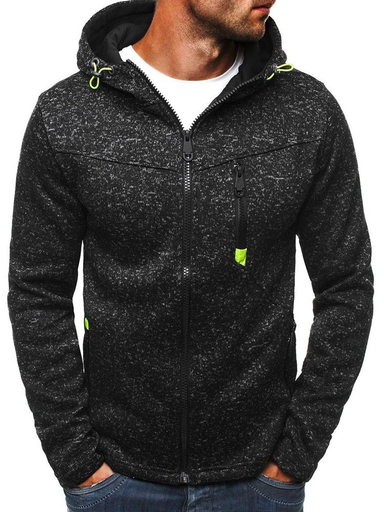 Cardigan Color Block Zipper Casual Hoodies Masculinos