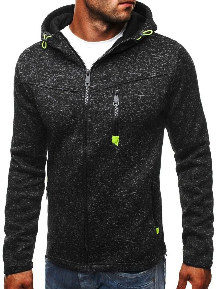 Cardigan Color Block Zipper Casual Hoodies Masculinos