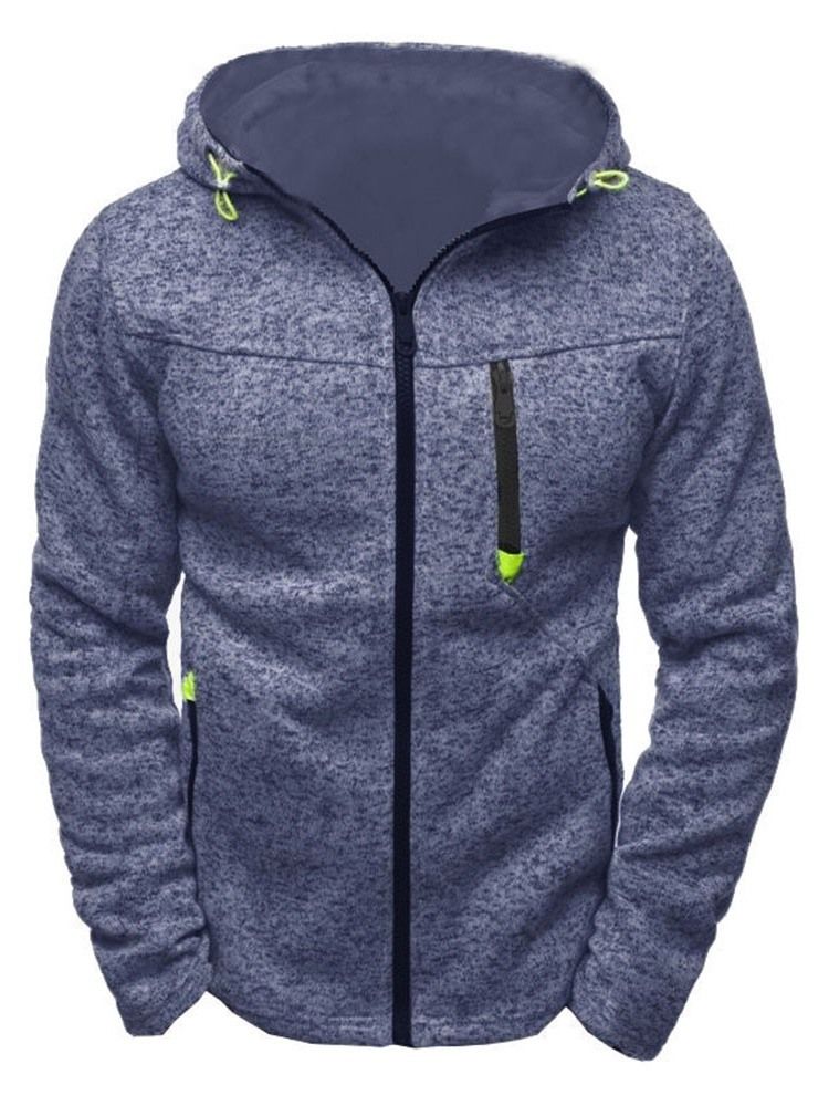 Cardigan Color Block Zipper Casual Hoodies Masculinos