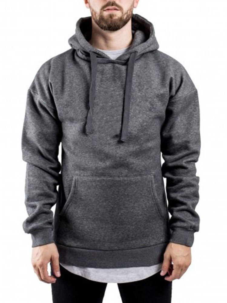 Cardigan Cor Lisa Com Zíper Estilo Solto Hoodies Masculinos