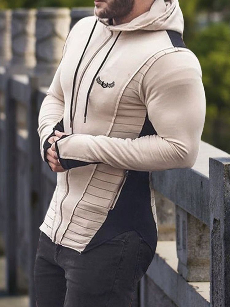 Cardigan Patchwork Color Block Sports Hoodies Masculinos