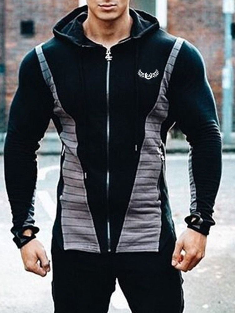 Cardigan Patchwork Color Block Sports Hoodies Masculinos