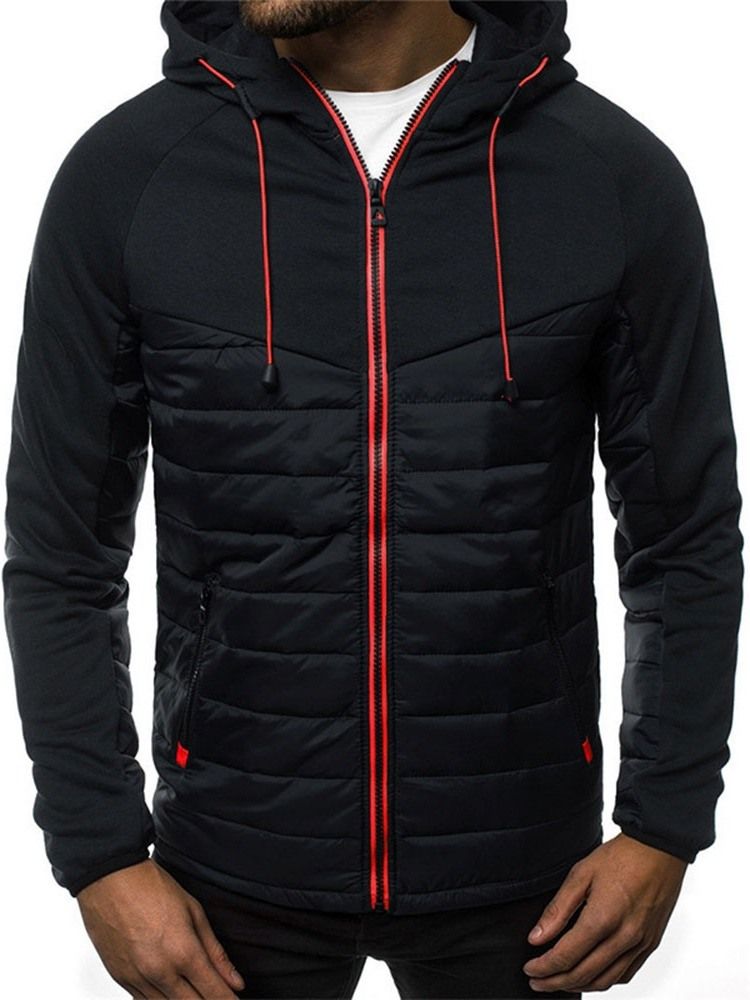 Cardigan Patchwork Slim Zipper Hoodies Masculinos