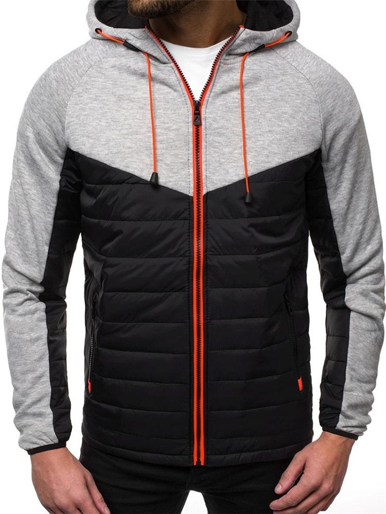 Cardigan Patchwork Slim Zipper Hoodies Masculinos