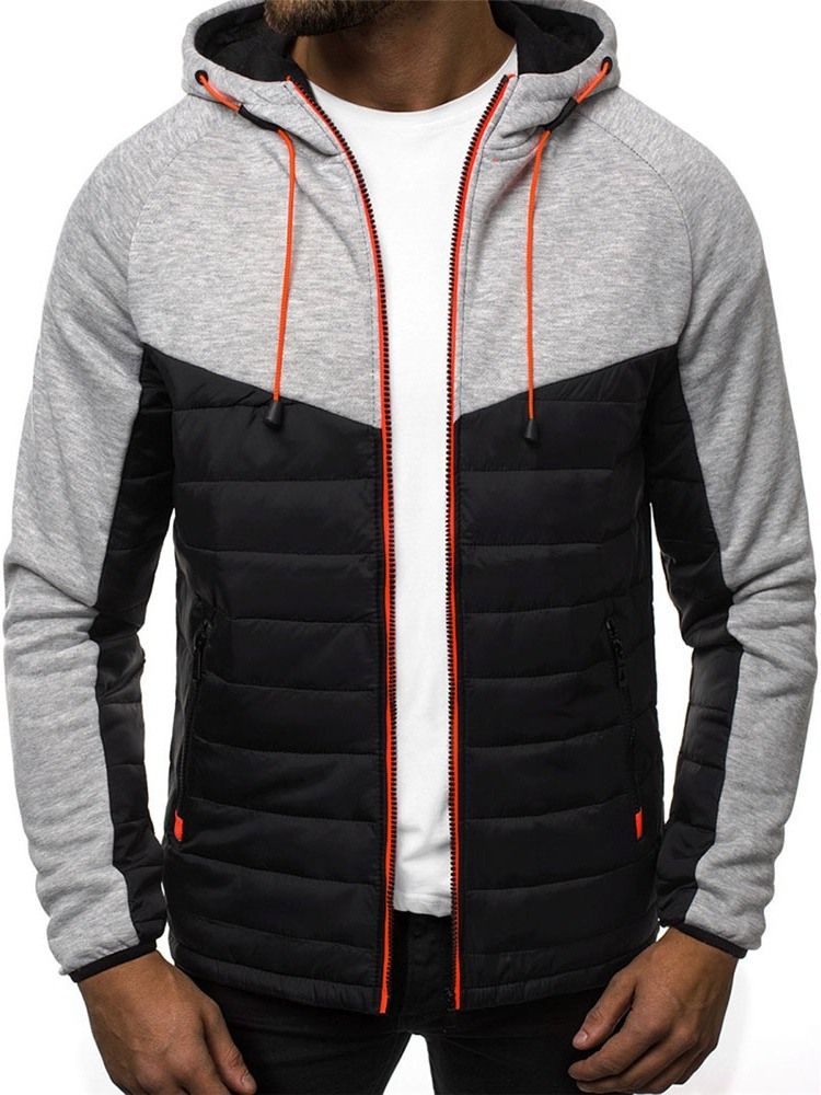 Cardigan Patchwork Slim Zipper Hoodies Masculinos