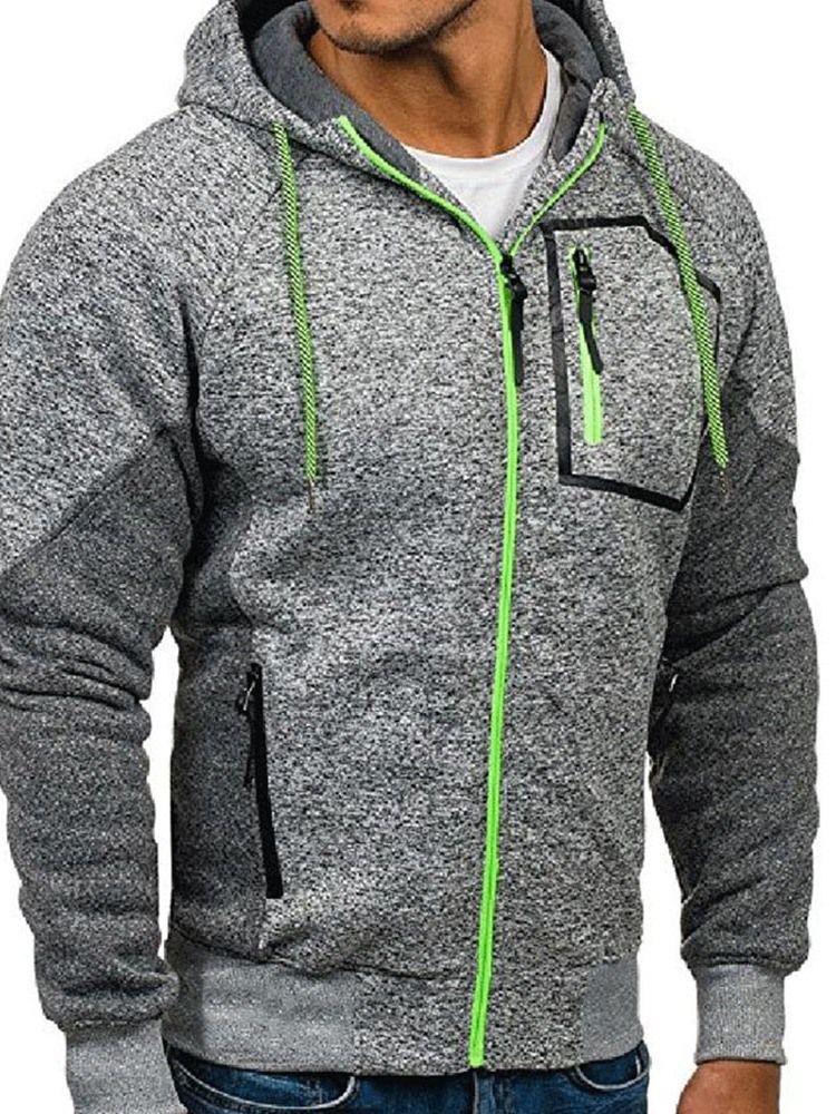 Color Block Cardigan Artificial Fleece Solto Moletons Casuais Masculinos