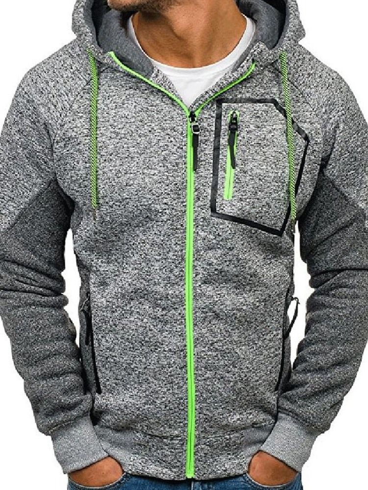 Color Block Cardigan Artificial Fleece Solto Moletons Casuais Masculinos