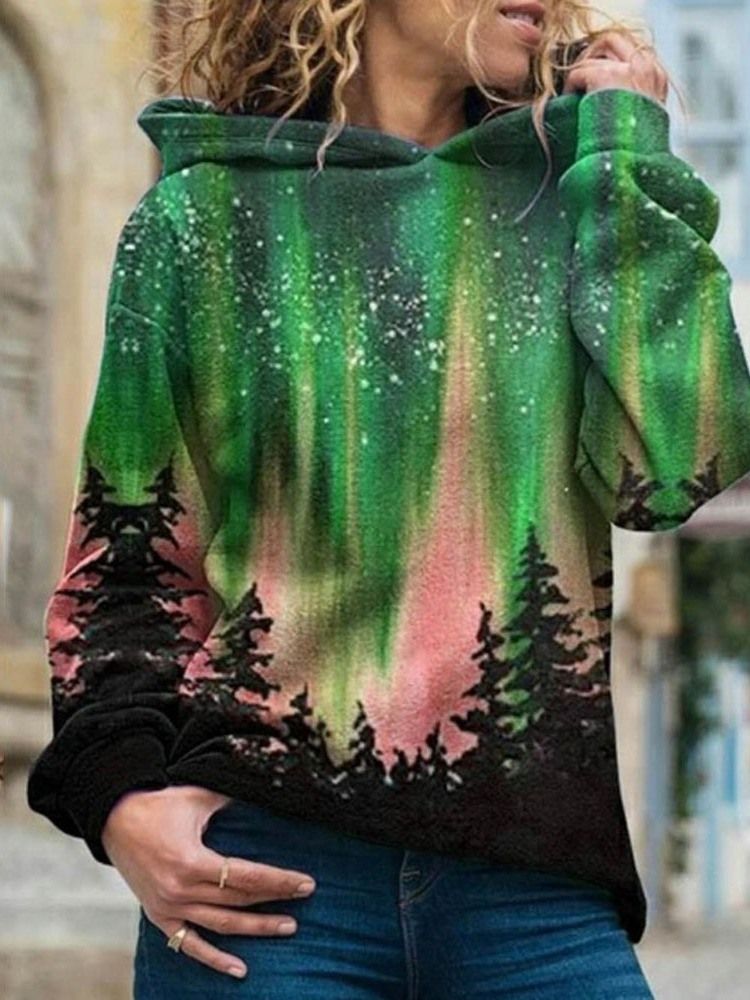 Galaxy Print Regular Fleece Standard Mulheres Hoodie