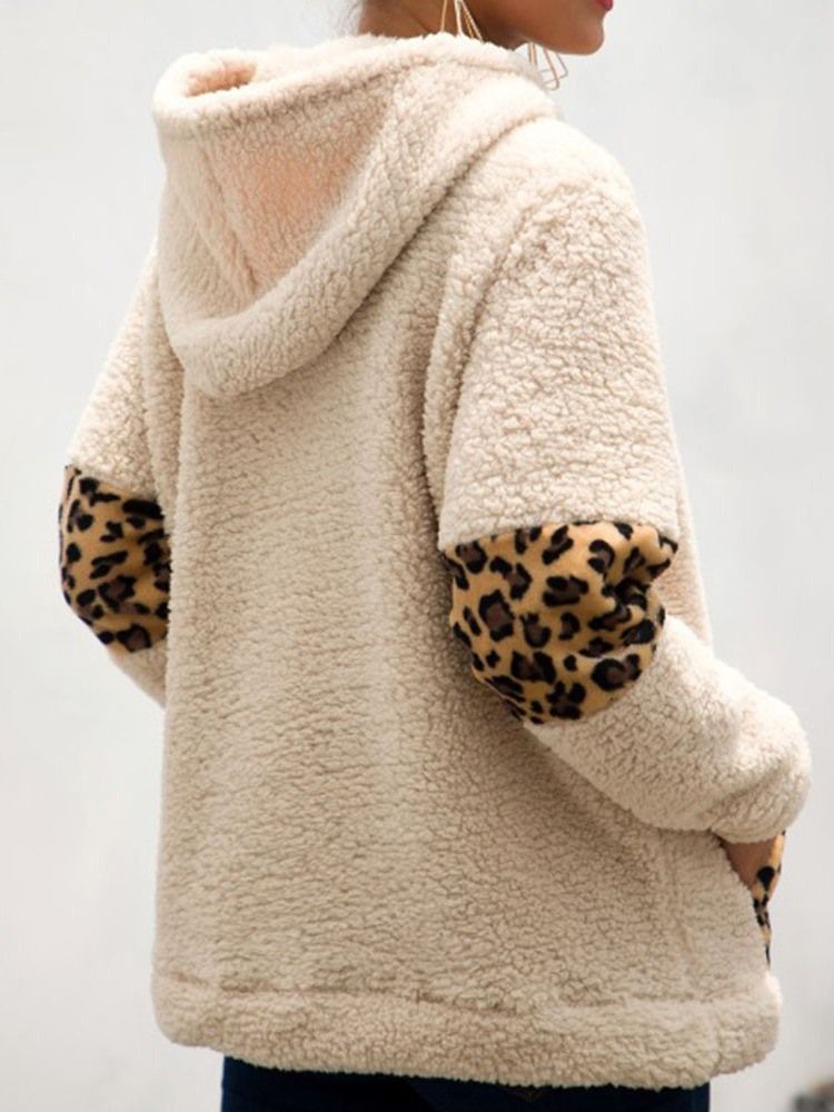 Moletom Com Capuz Regular Feminino De Outono Leopardo