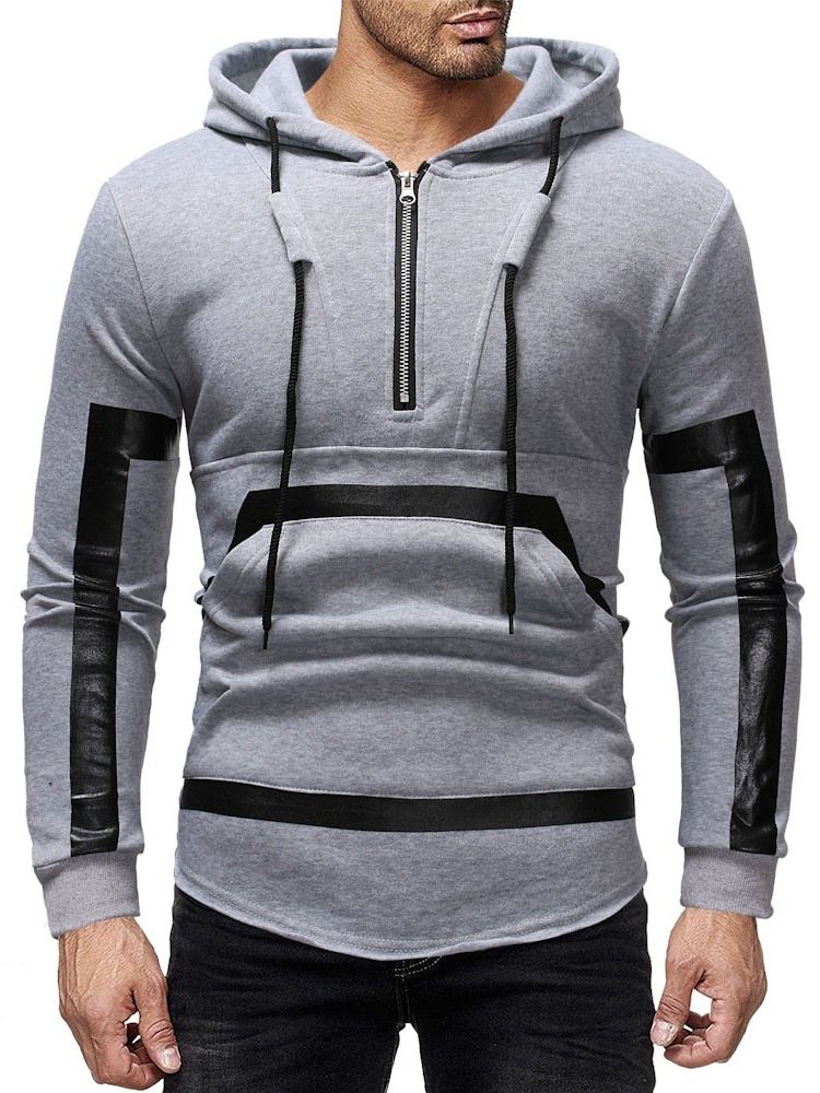 Patchwork Color Block Pullover Moletom Com Capuz Masculino