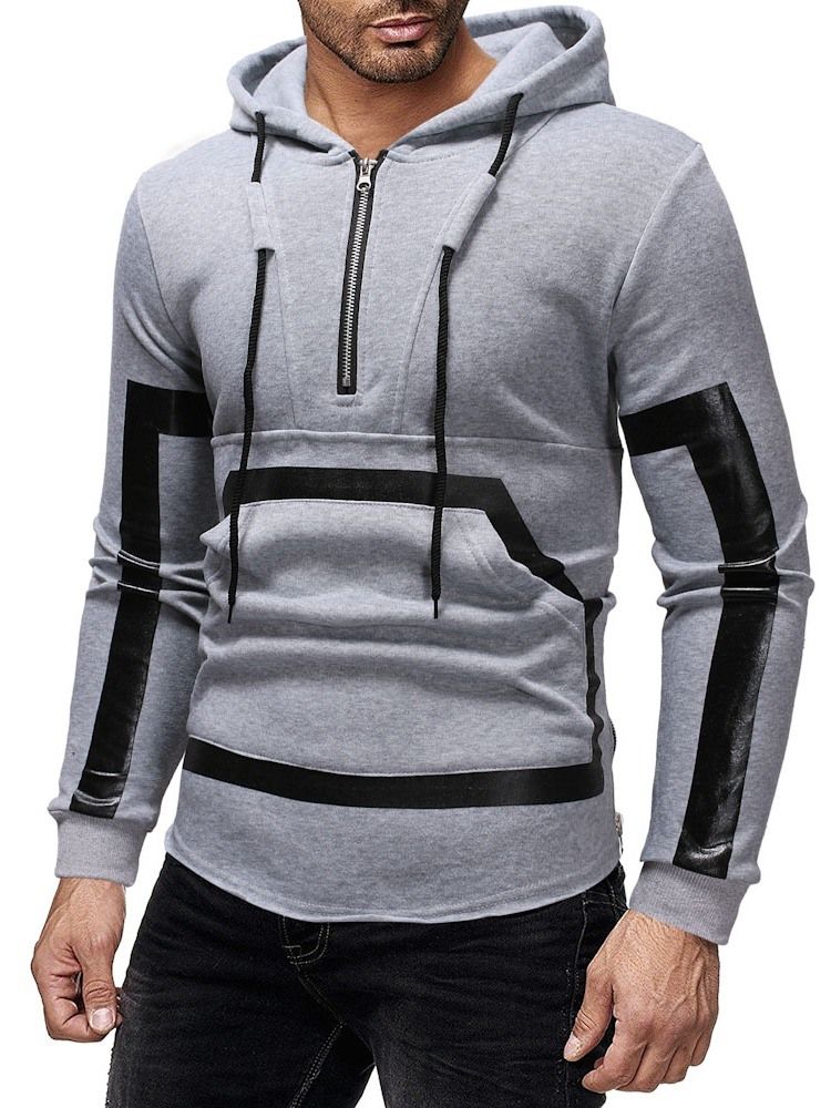 Patchwork Color Block Pullover Moletom Com Capuz Masculino