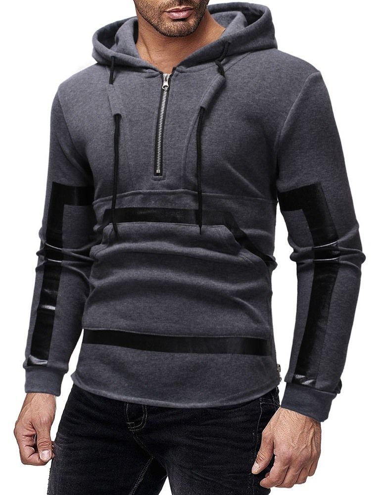 Patchwork Color Block Pullover Moletom Com Capuz Masculino