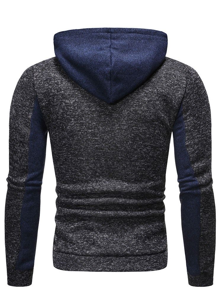 Patchwork Letter Pullover Moletons Slim Masculino