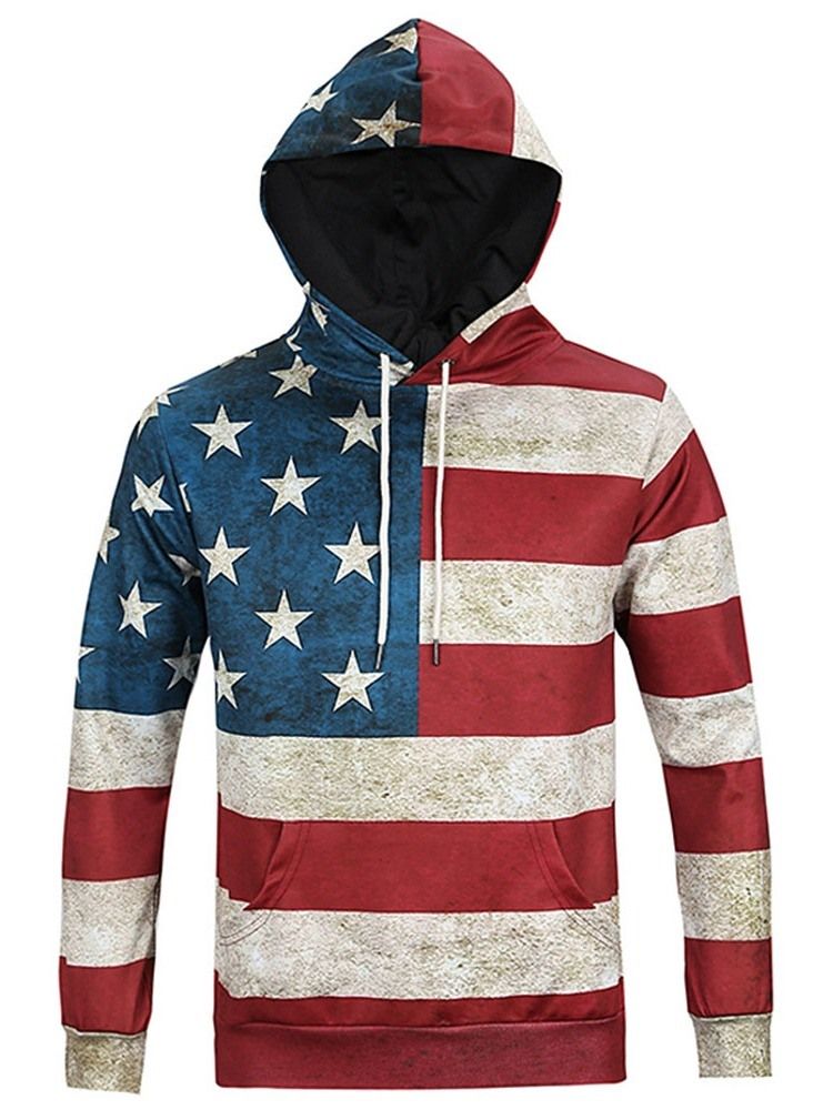 Pulôver Color Block Print Hoodies Masculinos