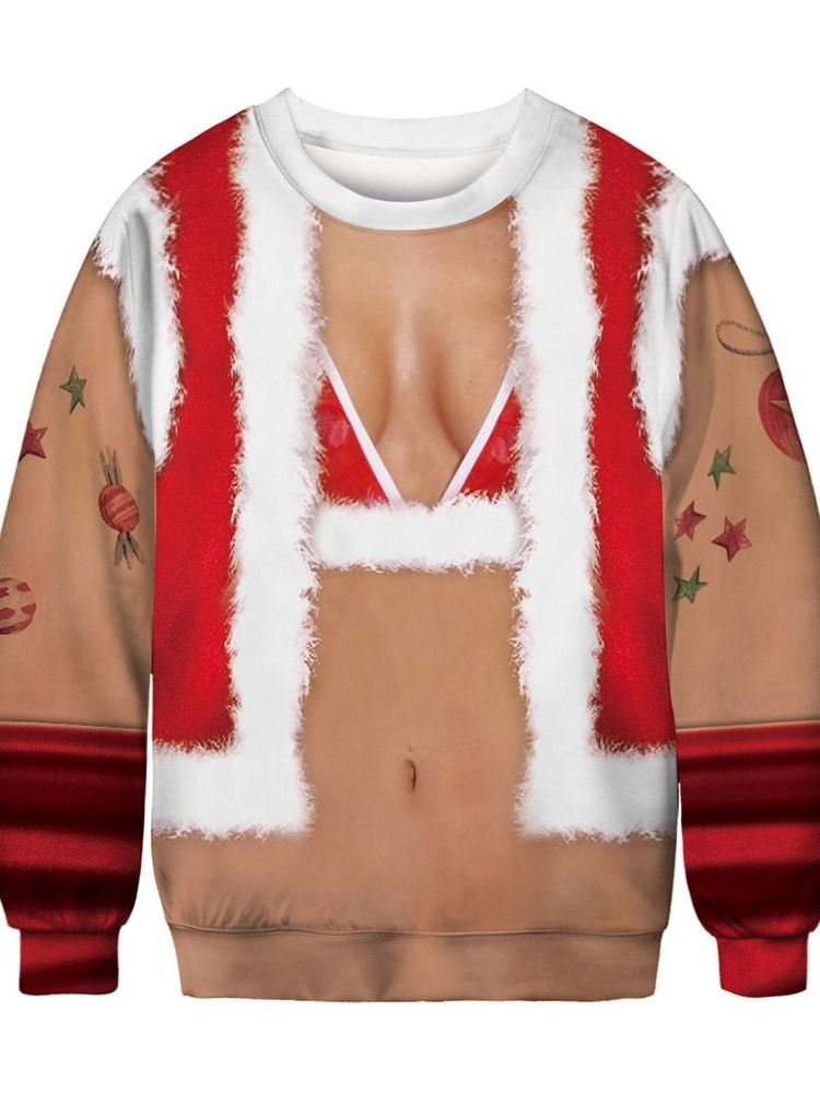 Pulôver De Natal Com Estampa De Gola Redonda Grossa Moda Capuzes Masculinos