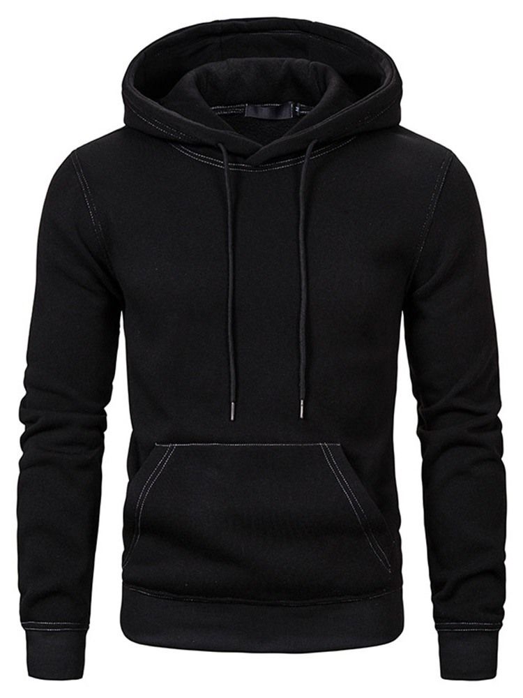 Pulôver Pocket Plain Slim Hoodies Masculino