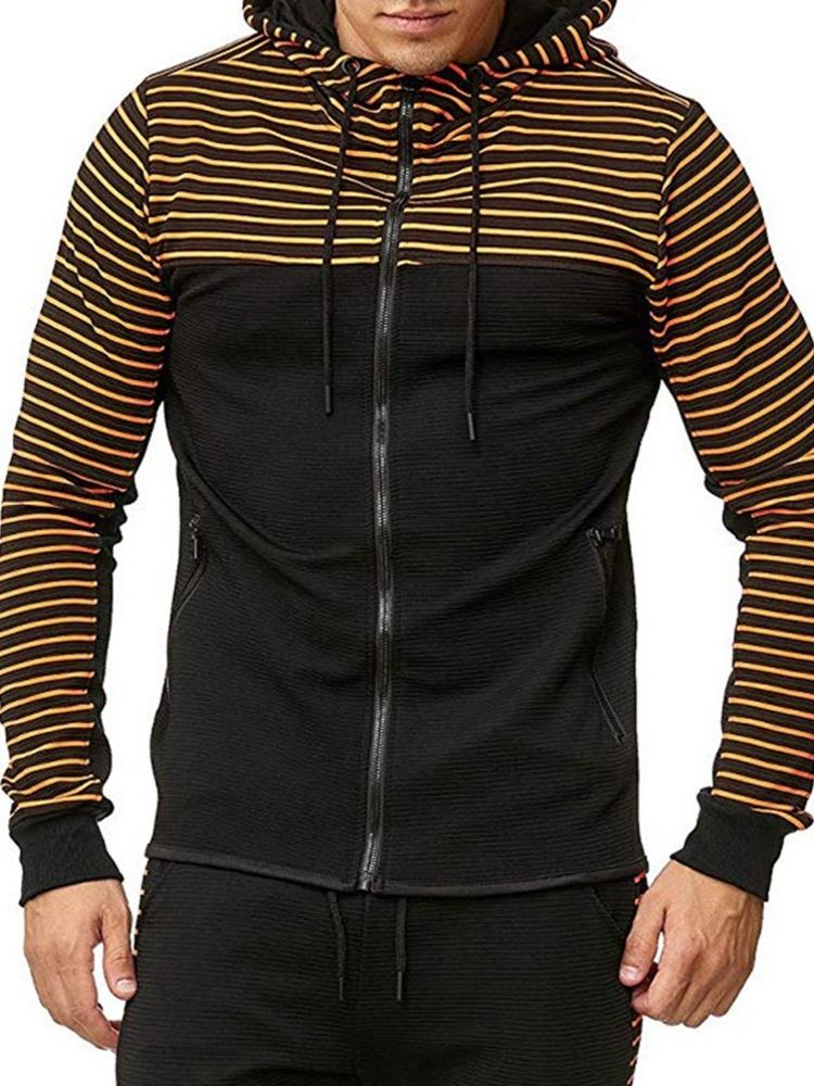 Zipper Stripe Cardigan Casacos Casacos Com Capuzes Masculinos