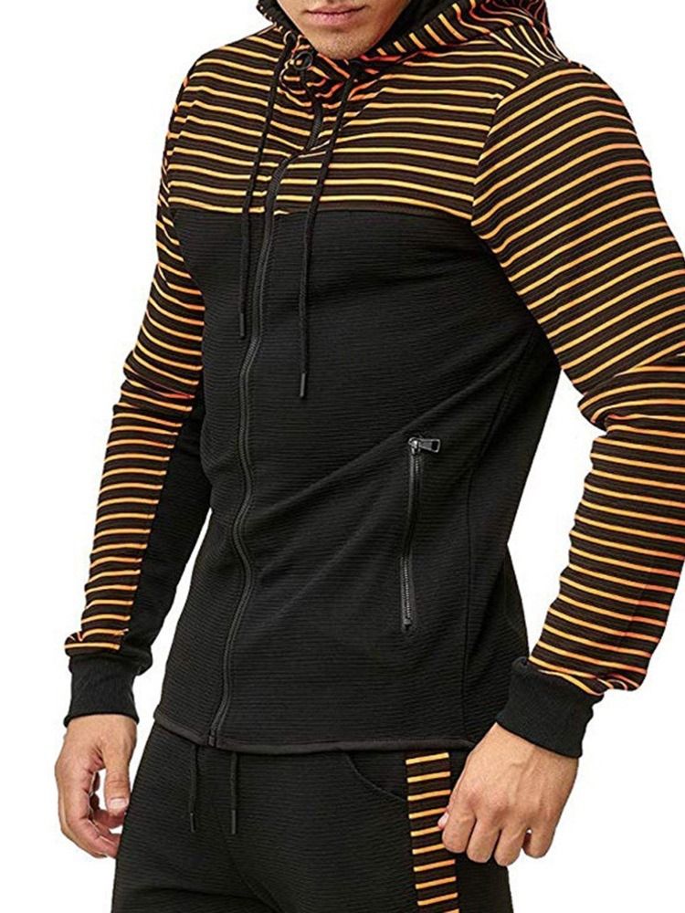 Zipper Stripe Cardigan Casacos Casacos Com Capuzes Masculinos