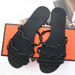 Chinelos Deslizantes Femininos Com Corrente Flip-flop Simples