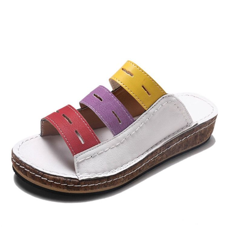 Chinelos Femininos Com Bloco De Cor Oco Flip-flop