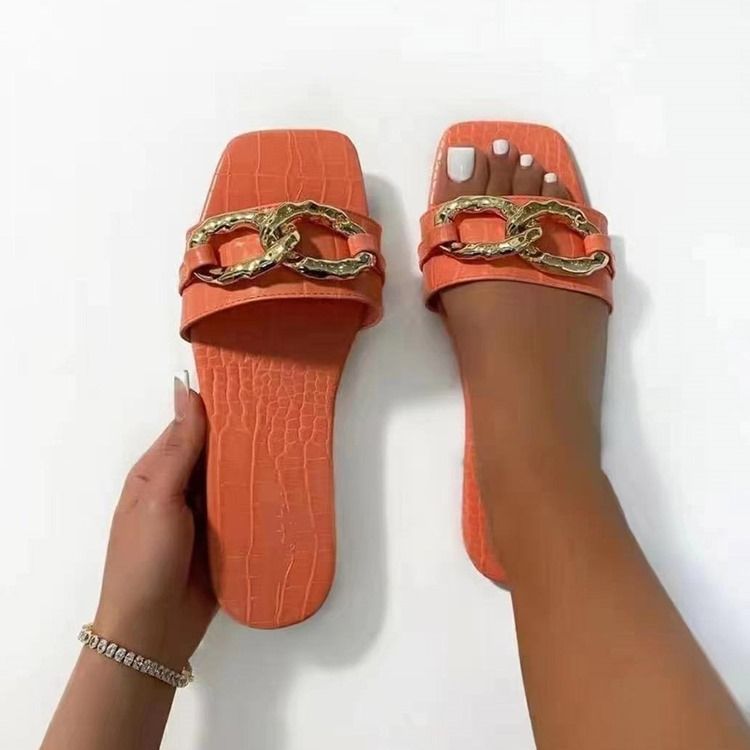 Corrente Flip-flop Feminino Plana Com Chinelos De Pvc