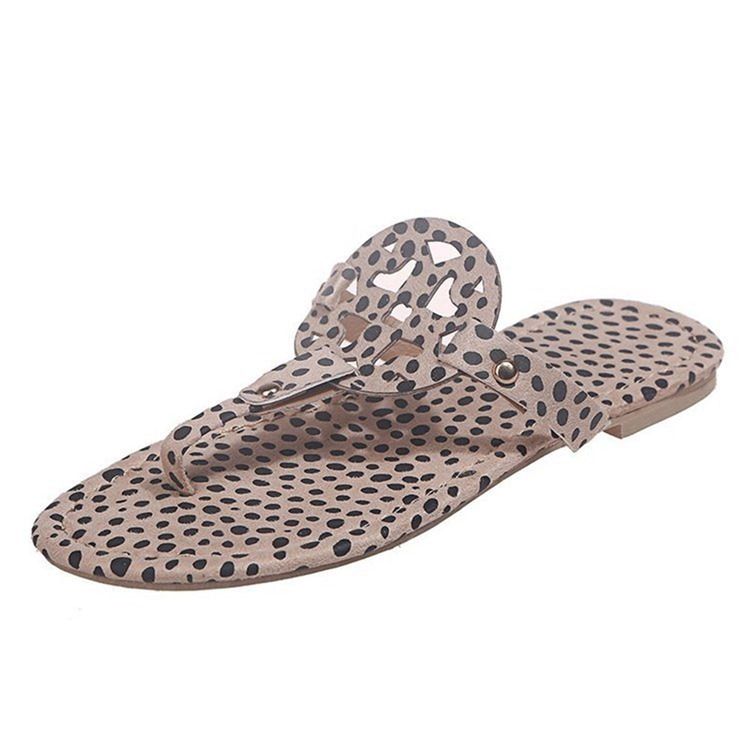 Feminino Plano Oco Com Chinelos Thong Leopard