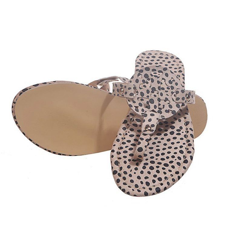 Feminino Plano Oco Com Chinelos Thong Leopard