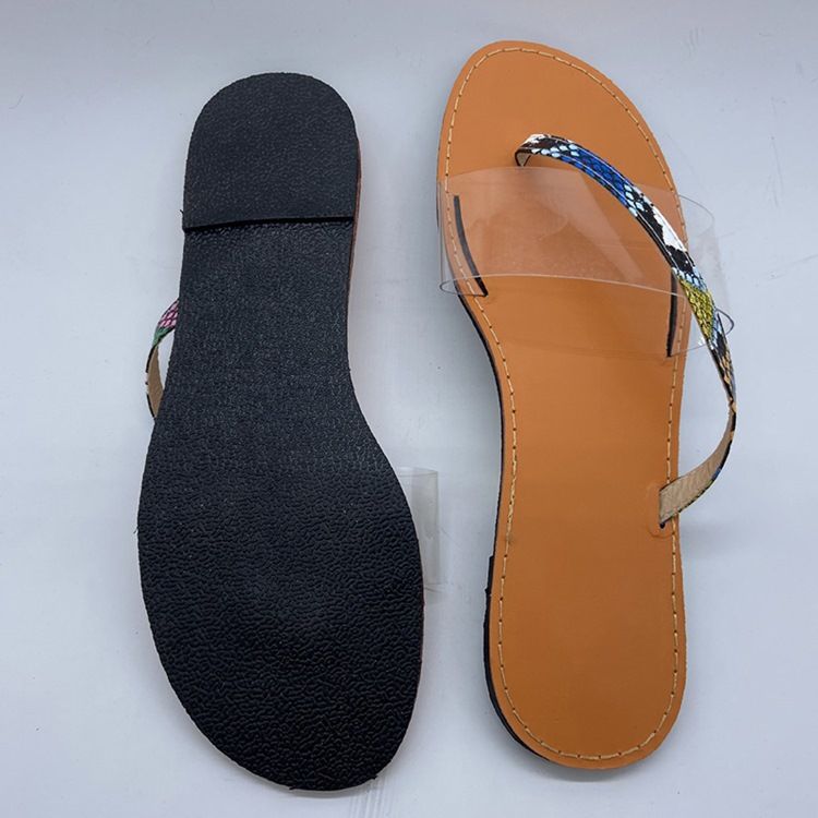 Feminino Thong Flat Com Serpentine Casual Chinelos