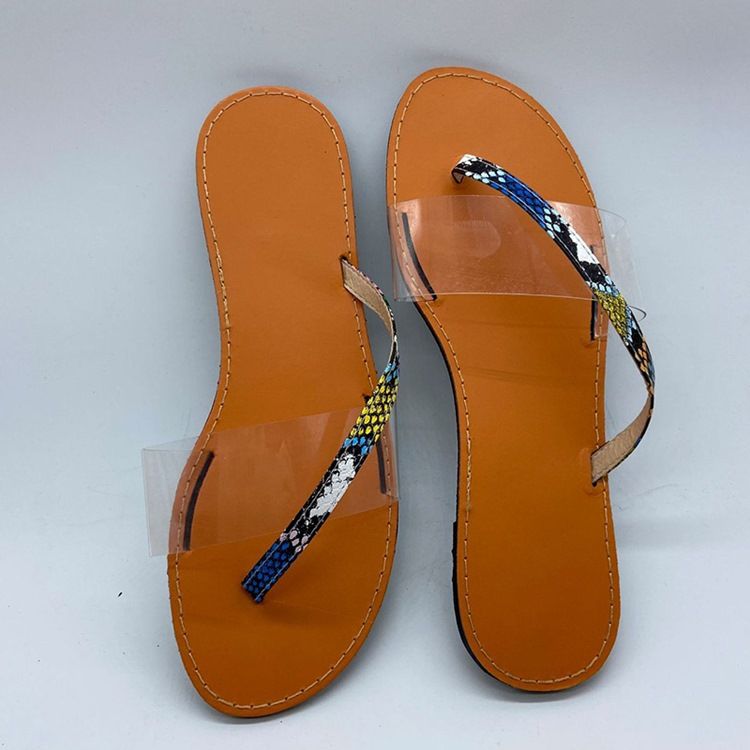 Feminino Thong Flat Com Serpentine Casual Chinelos