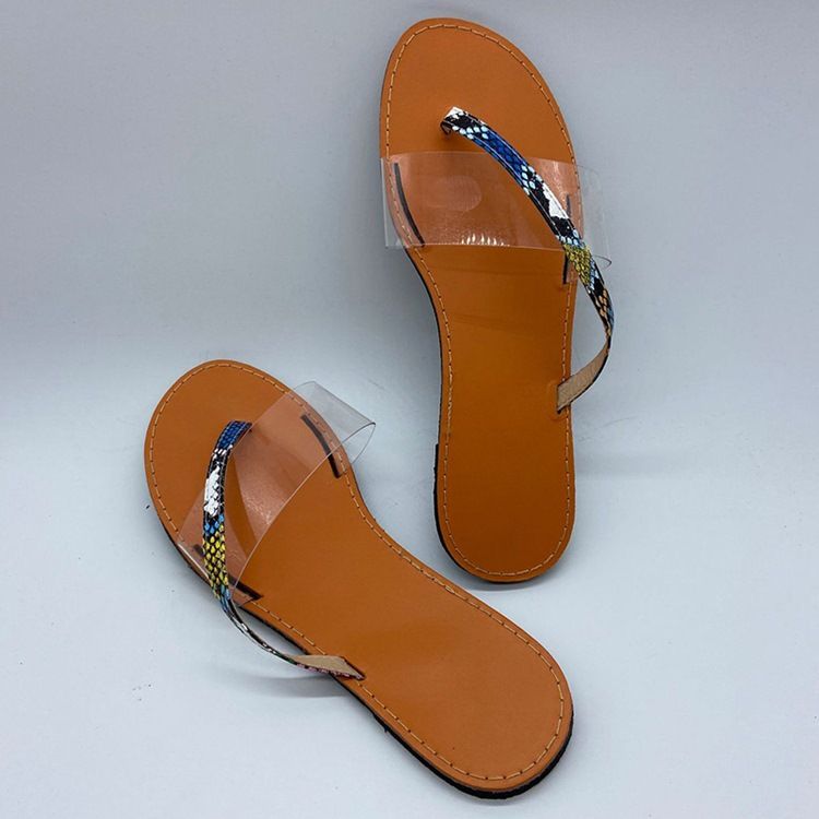 Feminino Thong Flat Com Serpentine Casual Chinelos